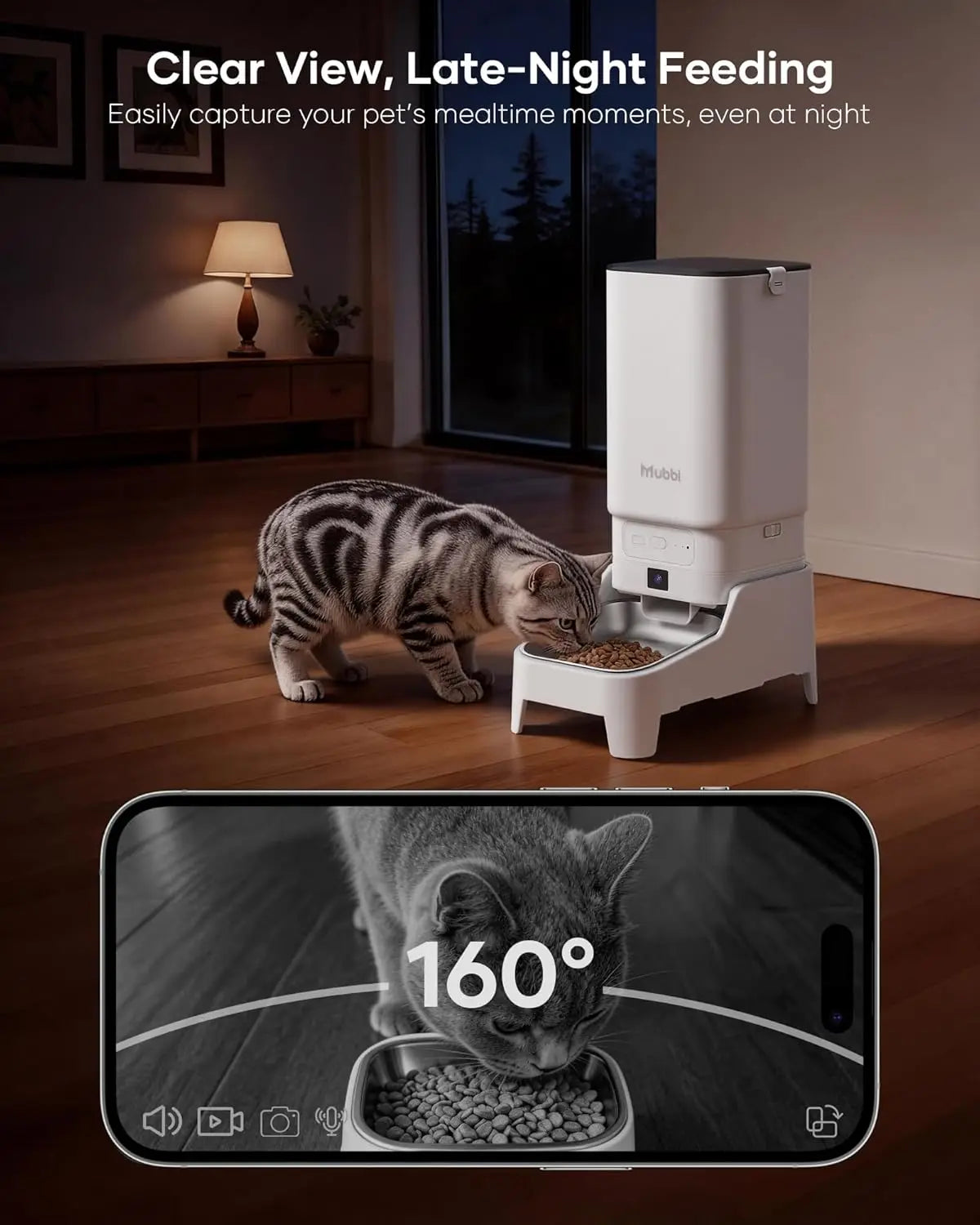 Automatic Cat Feeder with 1080P Night Vision Camera, 7L Large Capacity, 2-Way Audio & 5G WiFi Timed Food Dispenser for Pets