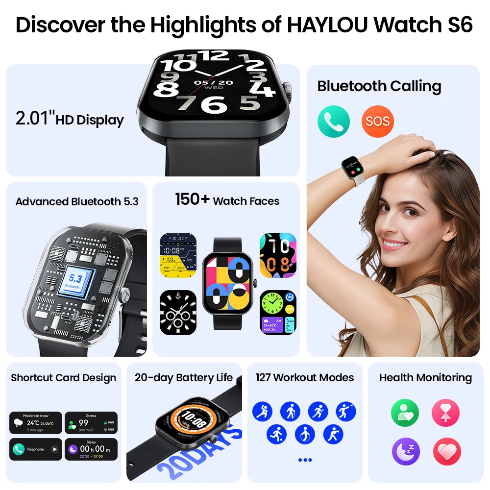 Haylou Watch S6 Smartwatch With Bluetooth Calling IP68 Waterproof