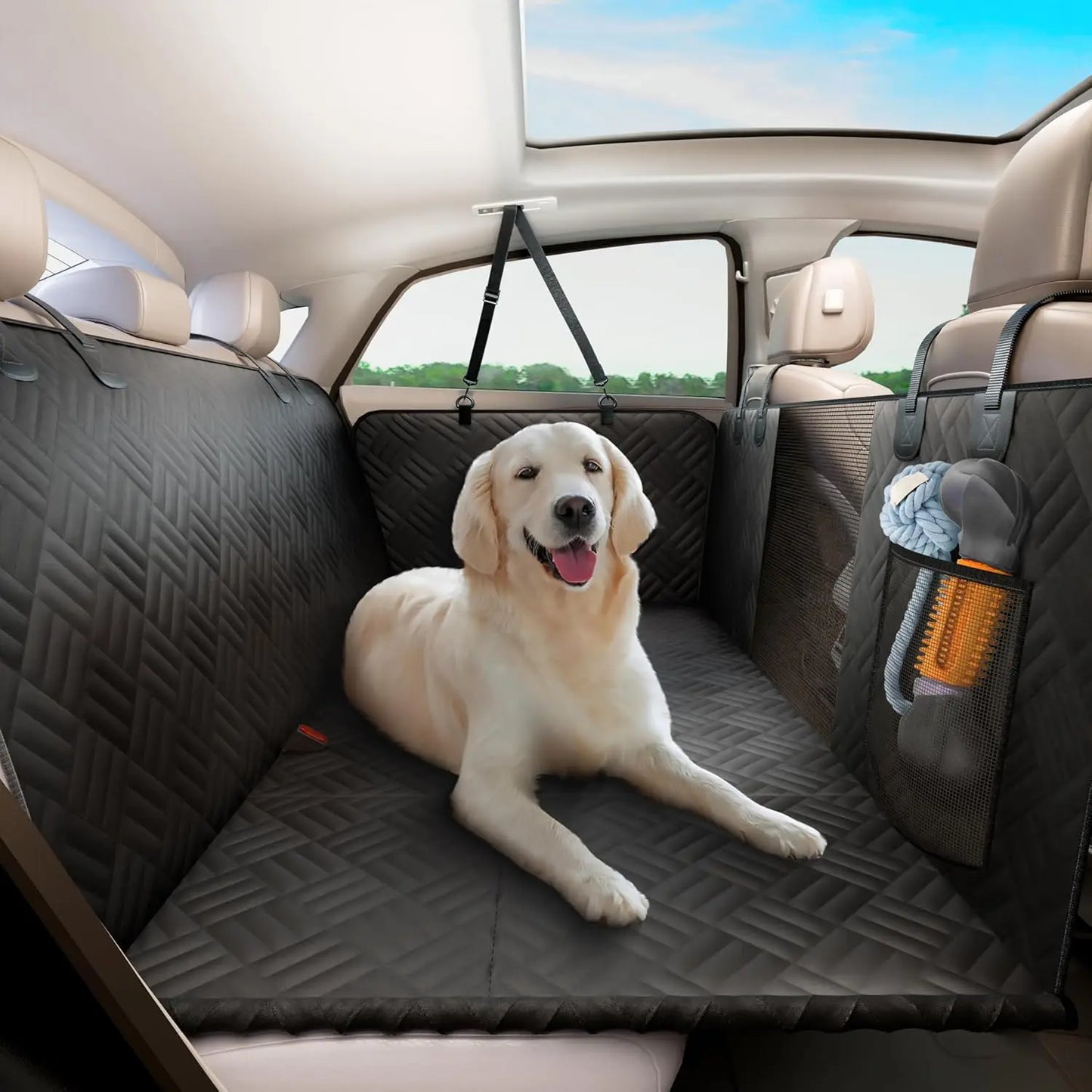 NONECN Dog Hammock Seat Cover for Cars and SUVs Extender