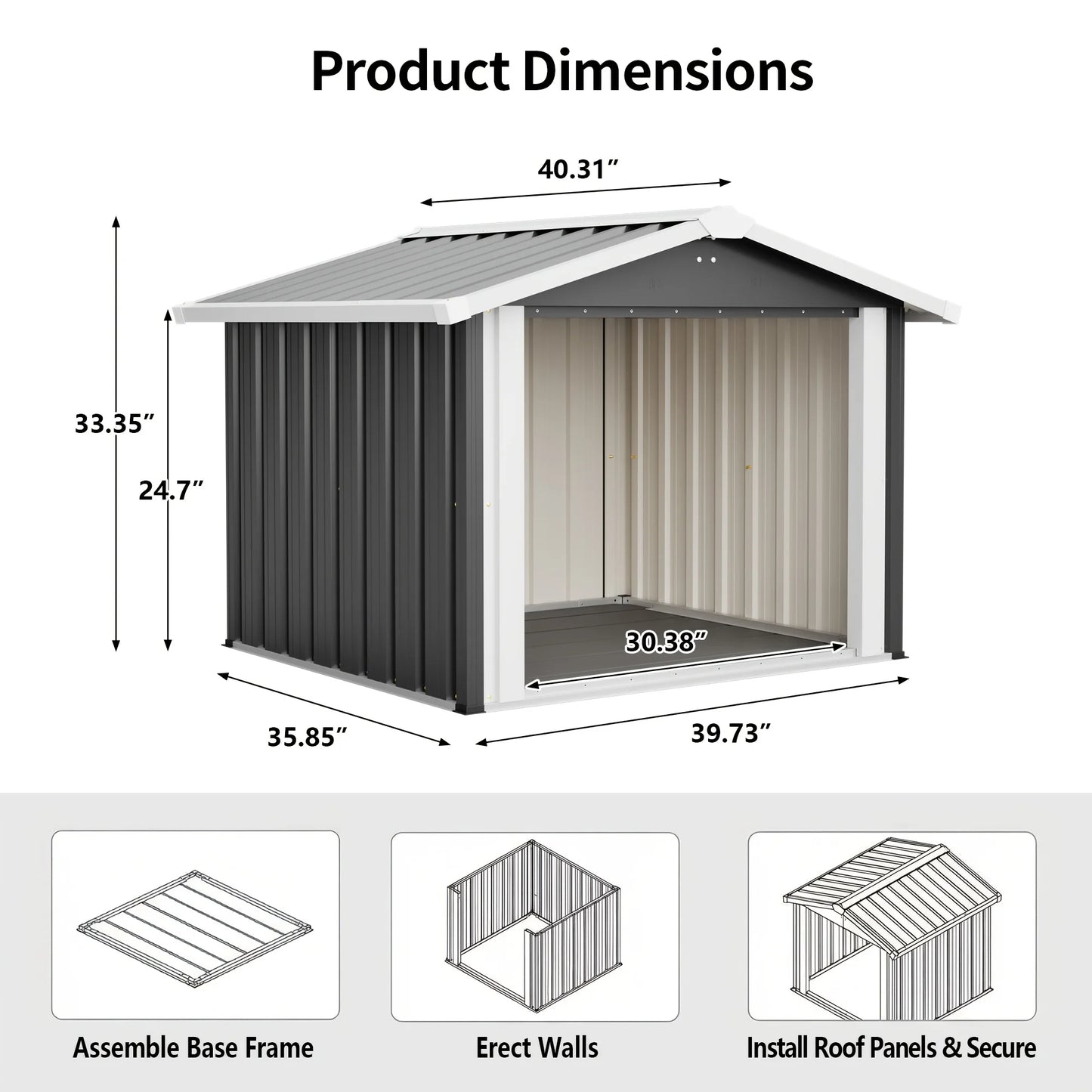 Weather-Resistant Outdoor Shelter That Serves As Both a Metal Dog House And a Storage Shed, Suitable for Medium to Large Dogs, Featuring a PVC Door And Ventilation, And Can Also Accommodate Pets Like Cats, Rabbits, And Chicke