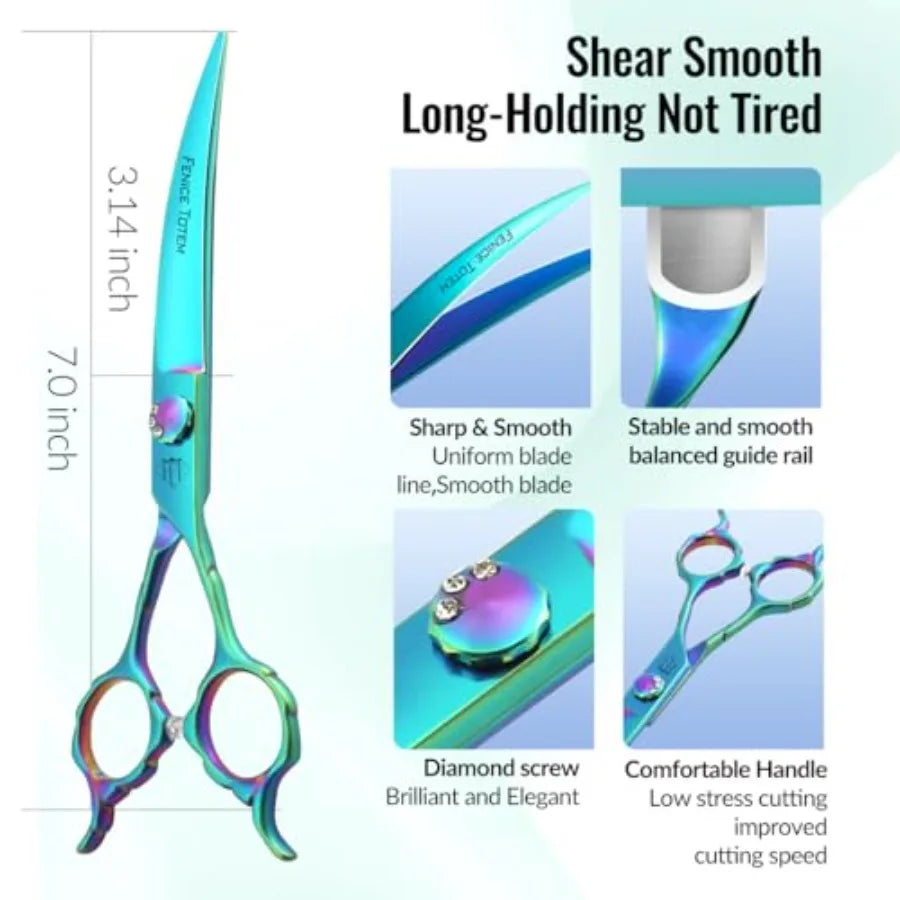 Do roomin Scissors: 7" Straiht Pet Shears Skeletonized blade Made Of Japanese 440C for Trimmin Dos Cats and Other Pets reen,7