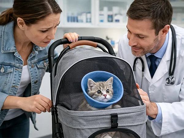 Detachable Dog Stroller 2-in-1 Pet Carrier & Stroller Foldable Lightweight 4 Wheel for Small Dogs Cats Portable Travel Pet Pram