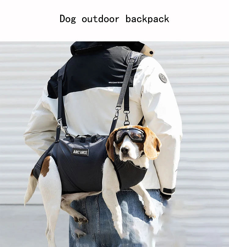 New dog backpack for outdoor use, double shoulder strap portable horizontal pet backpack with auxiliary straps, pet carrier for
