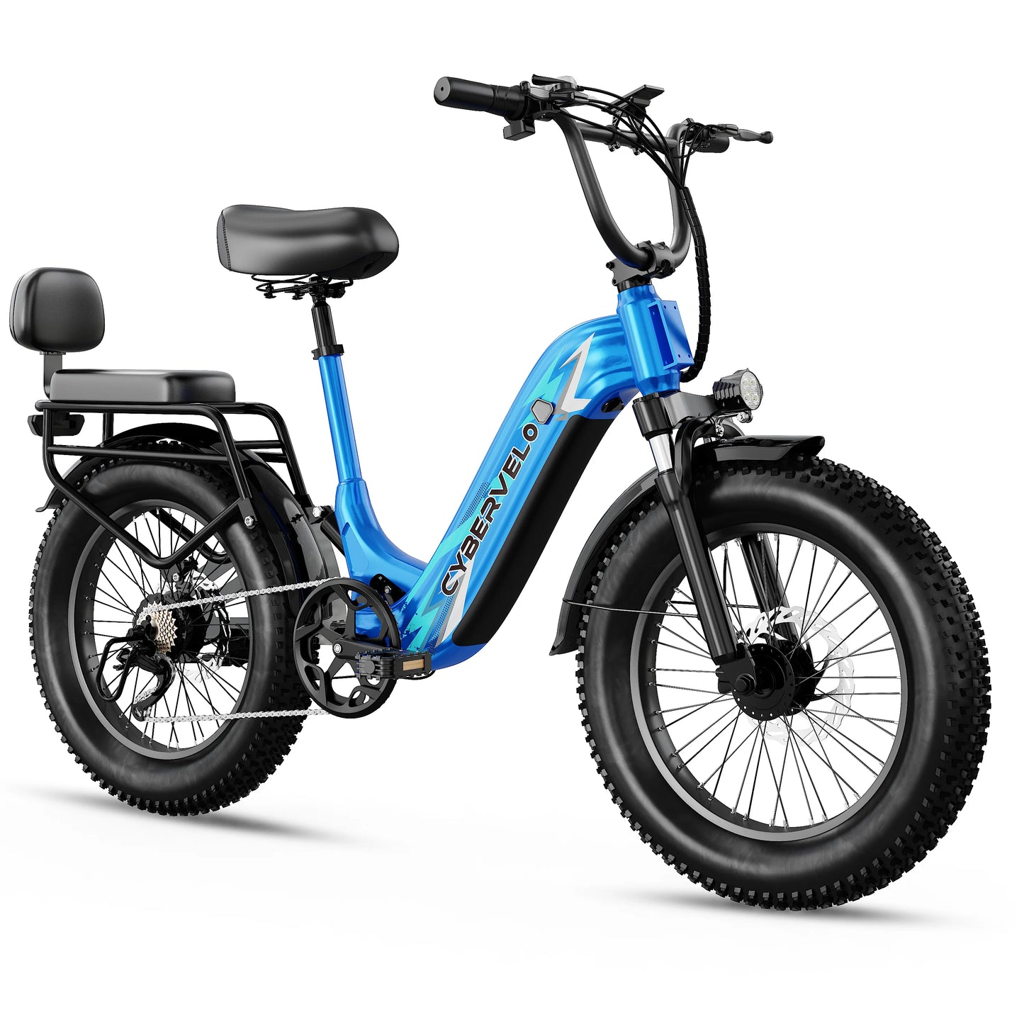 1000W Electric Bicycle for Adults, Cybervelo EK12 Step-Thru 20" Fat Tire E-bike 48V 20AH Removable Battery Shimano 7-Speed