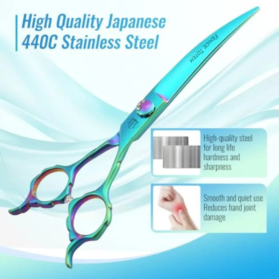 Do roomin Scissors: 7" Straiht Pet Shears Skeletonized blade Made Of Japanese 440C for Trimmin Dos Cats and Other Pets reen,7