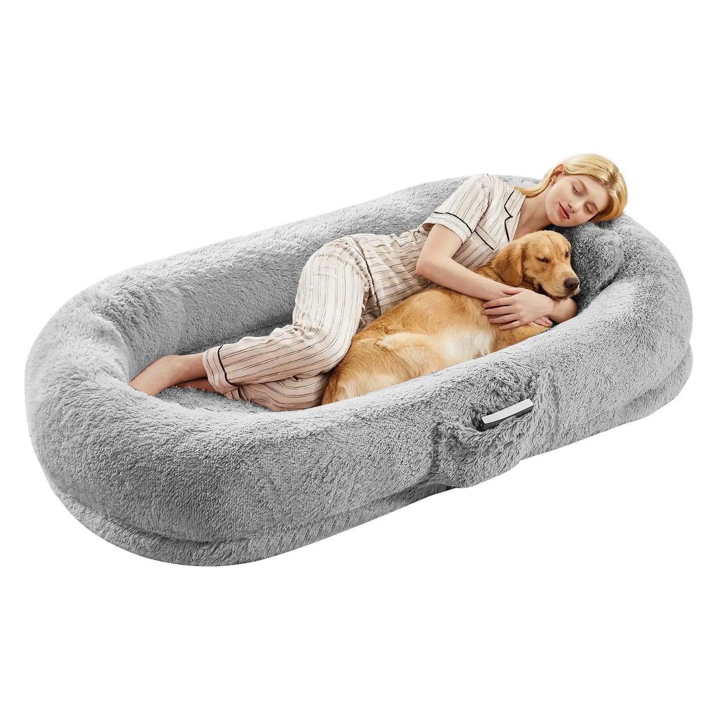 HiMISSCN Orthopedic Faux Fur Dog Bed With Memory Foam