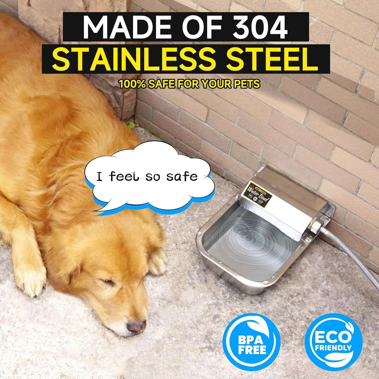 Automatic Dog Water Dispenser, 3L Stainless Steel Pet Feeder with Auto-Fill, Anti-Tip Design for Easy Cleaning