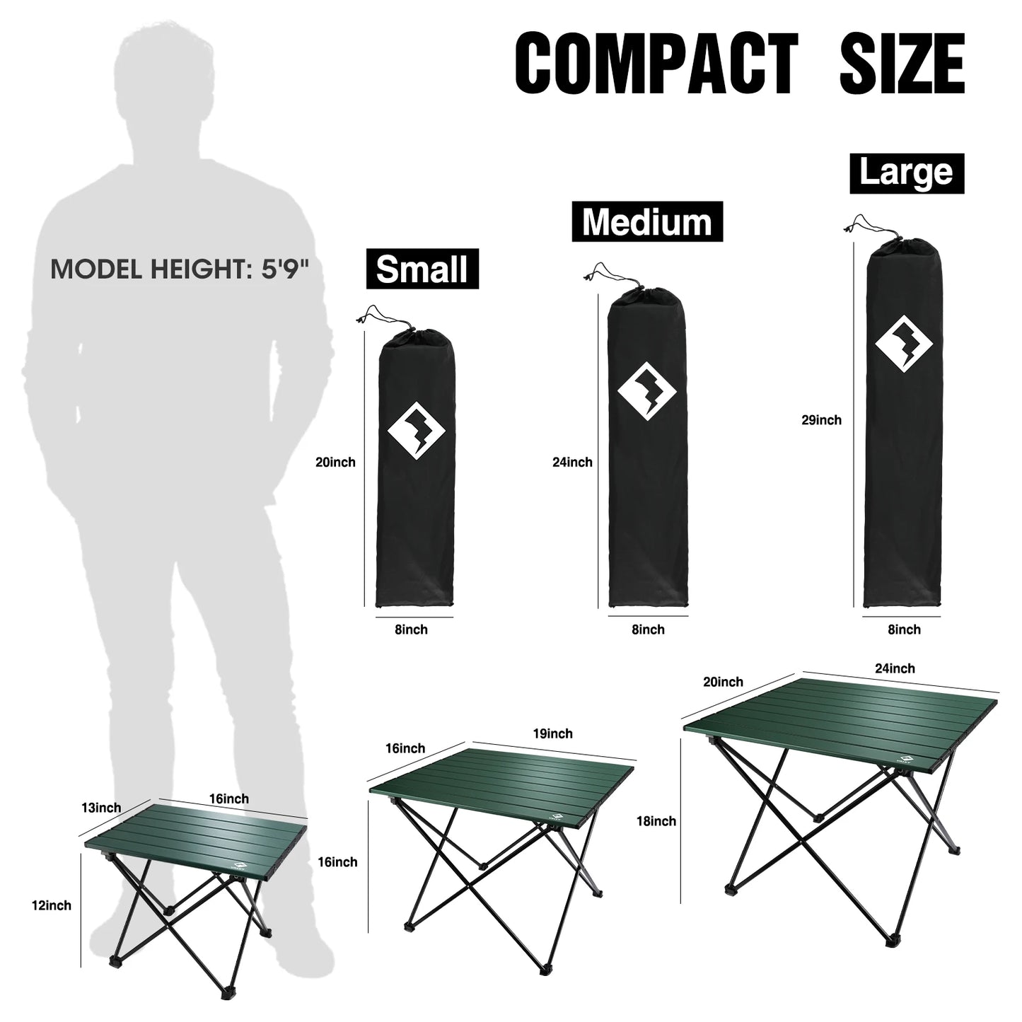 VILLEY Portable Camping Side Table, Ultralight Aluminum Folding Beach Table with Carry Bag for Outdoor Cooking, Picnic, Camp