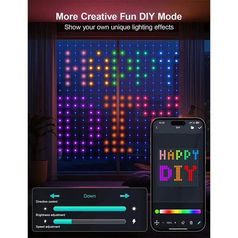 MIMIRGB Smart LED RGB Curtain Lights USB App Control