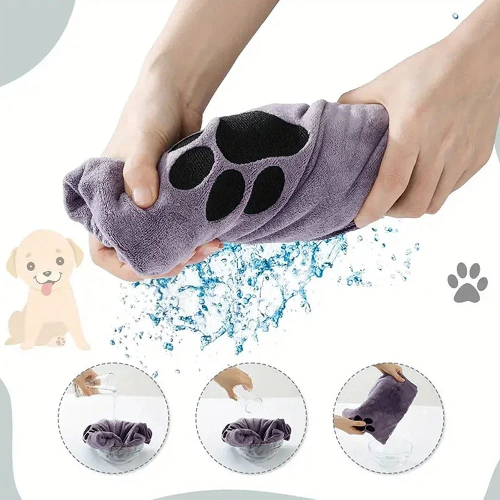 Microfiber Pet Bath Towel Embroidered Super Soft Absorbent For Dogs
