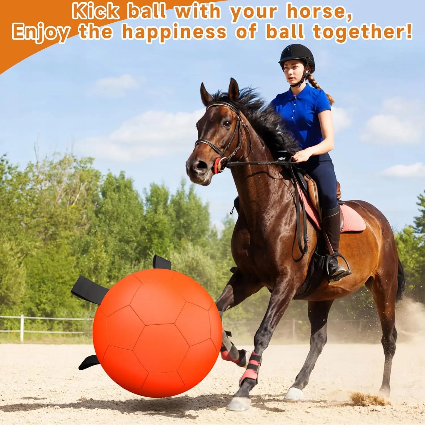 25 Inch Dog Herding Ball with Straps, Giant Toy for Australian Shepherd, Orange